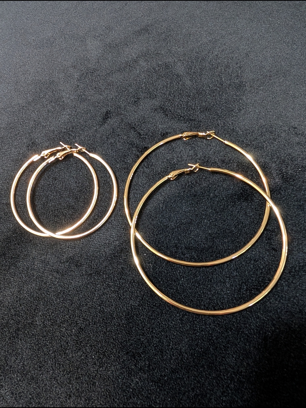Gold Hoop Earrings 2 Pairs - Classic Women's Jewelry